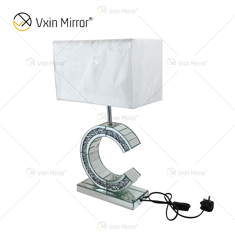 الطراز الحديث WXTL-02 الفضة المكسرة الكريستال المرآة على شكل C مصباح طاولة لمصباح مرآة غرفة النوم