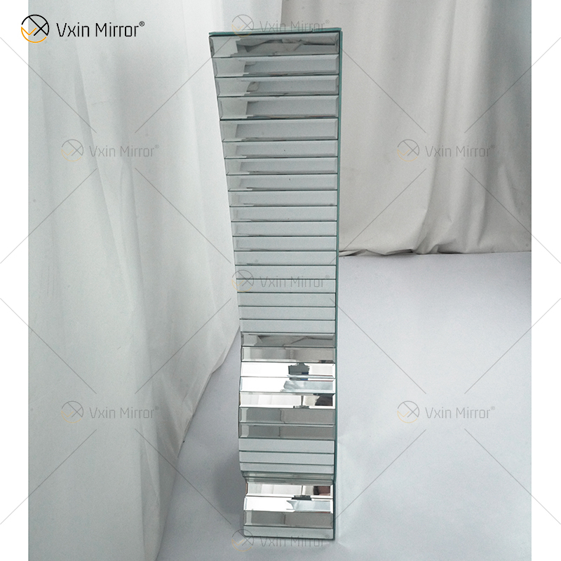 WXMV-004-1 ديكور فندق المنزل داخلي فضي مطحون بالماس معكوسة أواني كبيرة للأتباع مزهرية مرآة