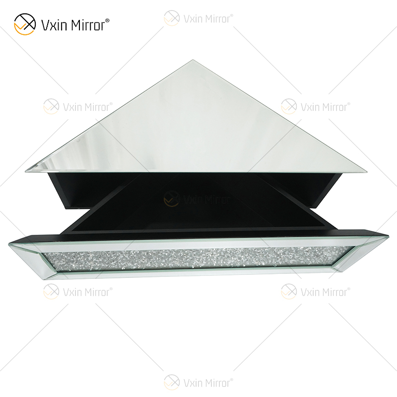 Vxin Factory Supply WXF-153 الفضة جدار ديكور الفضة المكسر الماس مرآة رف جدار مستطيل