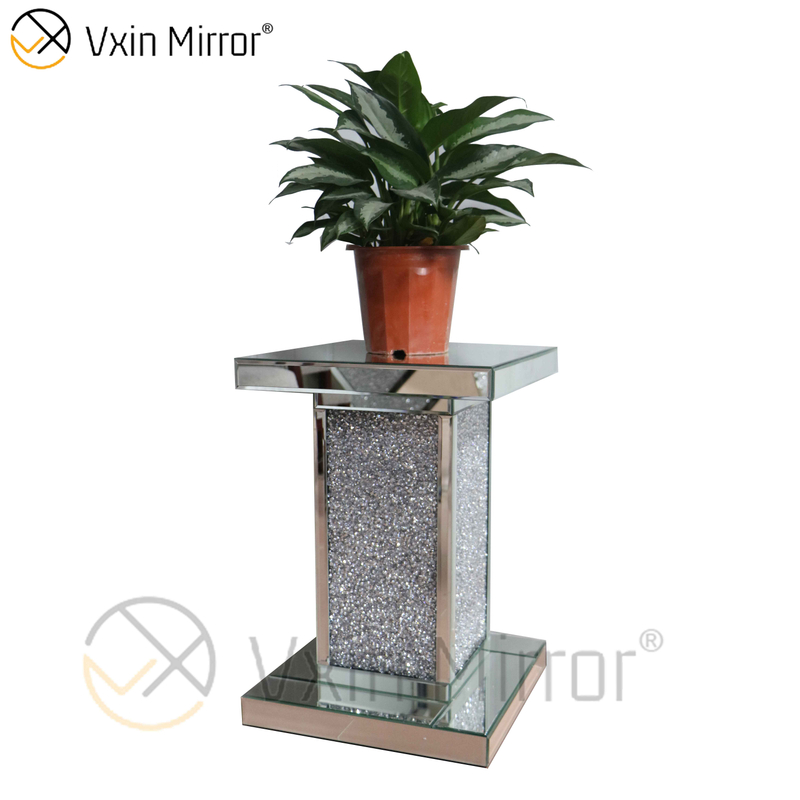 ديكور غرفة المعيشة Vxin WXWF-723 طاولة جانبية حديثة طاولة جانبية فضية مطحونة بالماس