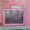الغرور هوليوود LED مع بلوتوث WXDL-1208 كريستال الجدول أعلى مرآة ماكياج بيضاوية الديكور مع مجموعات غرفة نوم بإضاءة ليد