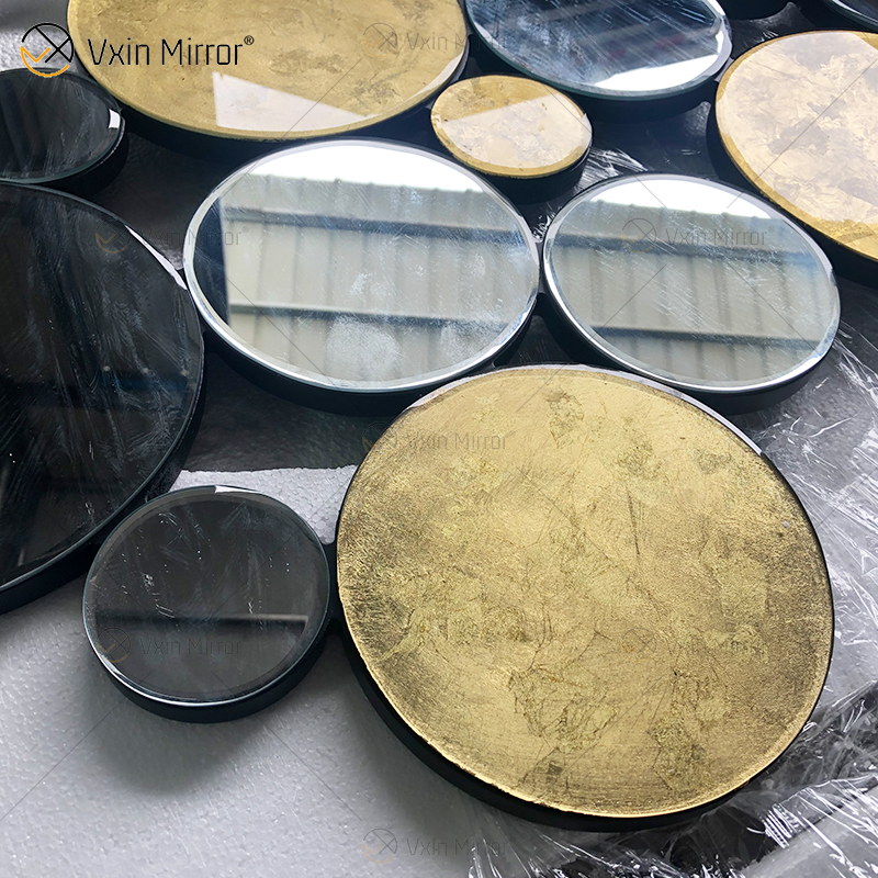 عرض ساخن WXM-1961 Golden Leaf 3D Luxury Wall Mirror مرآة حائط عتيقة
