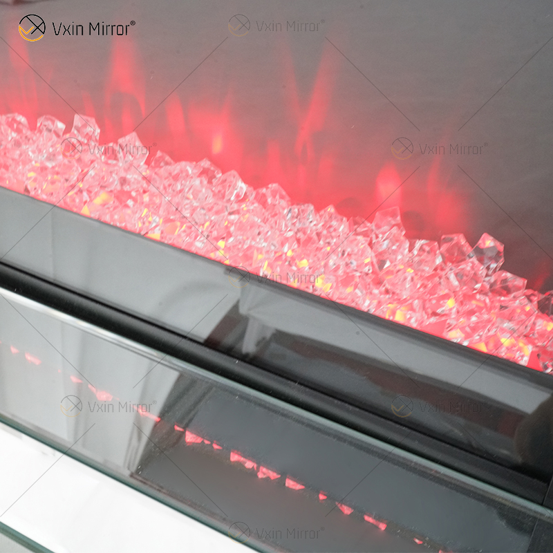 حار بيع WXWF-1097 Sparkle Electric LED Crystal Crushed with Crystal Insert Mirror Fireplace