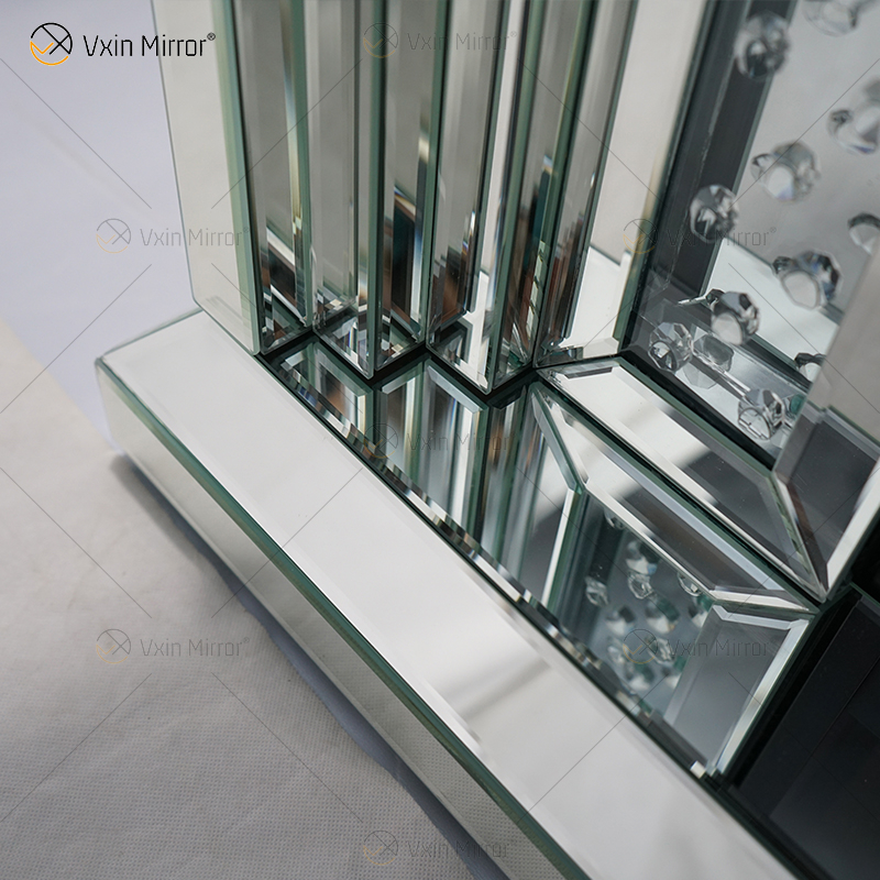 حار بيع WXWF-1097 Sparkle Electric LED Crystal Crushed with Crystal Insert Mirror Fireplace