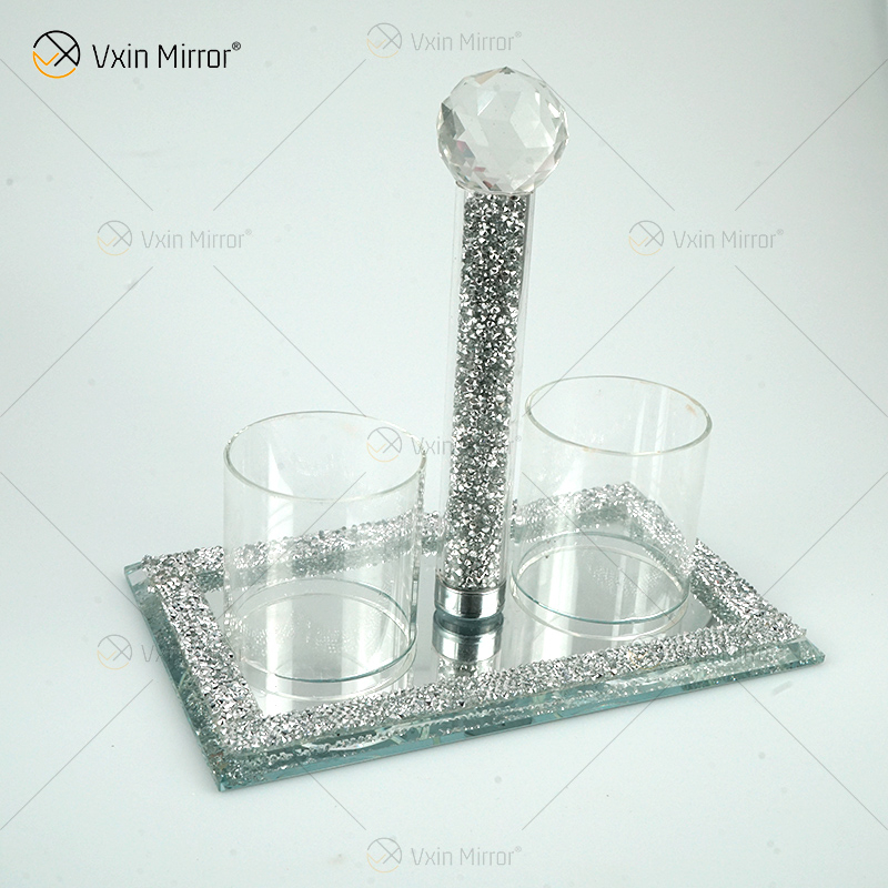 Vxin Mirror Popular VX-08 فضي أنيق شمعدان كريستال حامل شمعة