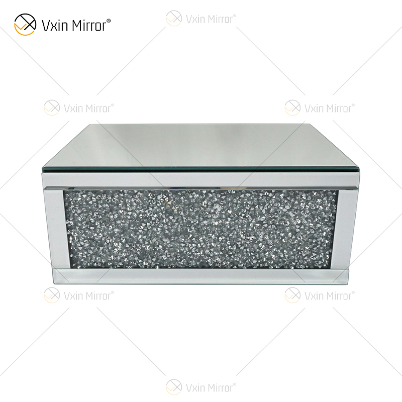 Vxin Factory Supply WXF-153 الفضة جدار ديكور الفضة المكسر الماس مرآة رف جدار مستطيل