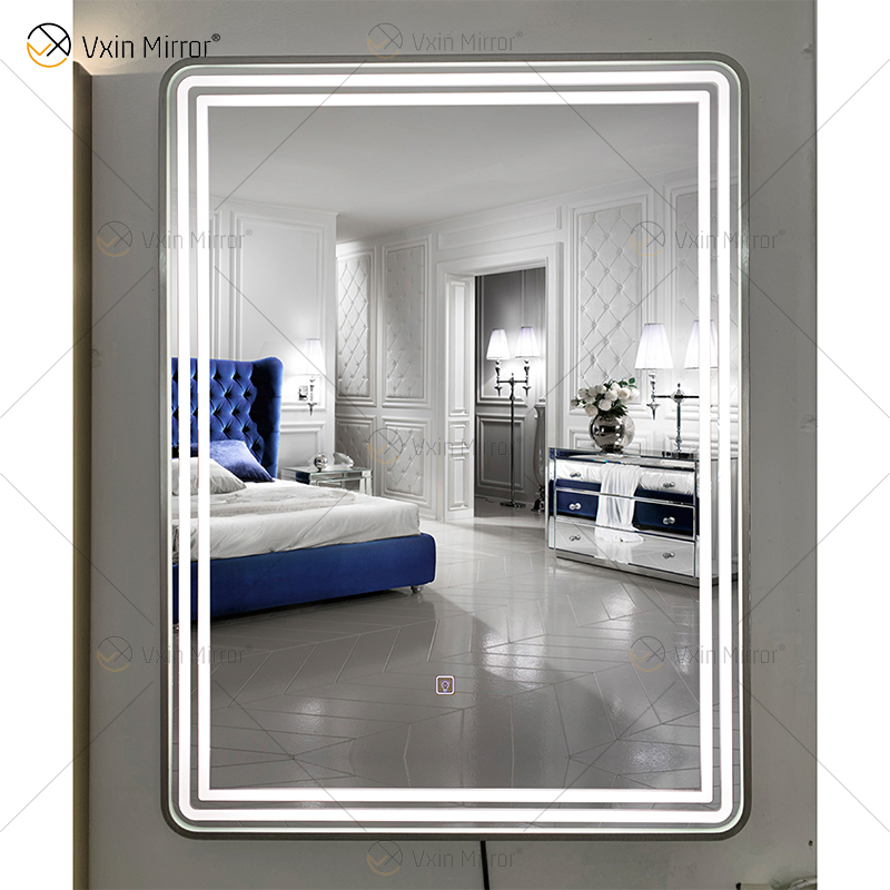 WXDL-121 LED 3 لون فاتح مزود طاقة مقاوم للماء إطار فضي خالٍ من النحاس مرآة حماية البيئة