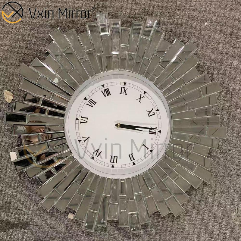 حزمة مكافحة السقوط Vxin WXMC-008 ساعة حائط كريستال فضية حديثة معكوسة
