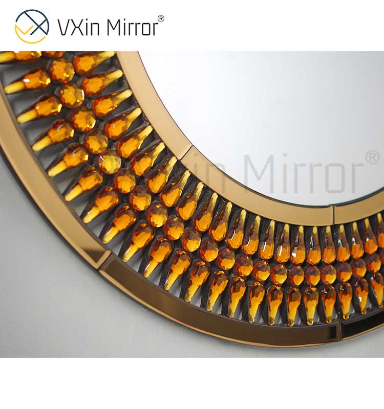 مصنع توريد Vxin الفاخرة الكريستال والزجاج البني وحدة التحكم الجدول مع مرآة