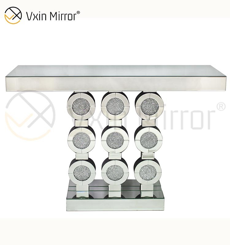 مرآة Vxin WXF-008 مورد جيد مصنع طاولة وحدة تحكم حديثة فاخرة من الزجاج المنحني من الخشب المنحوت على شكل عظم