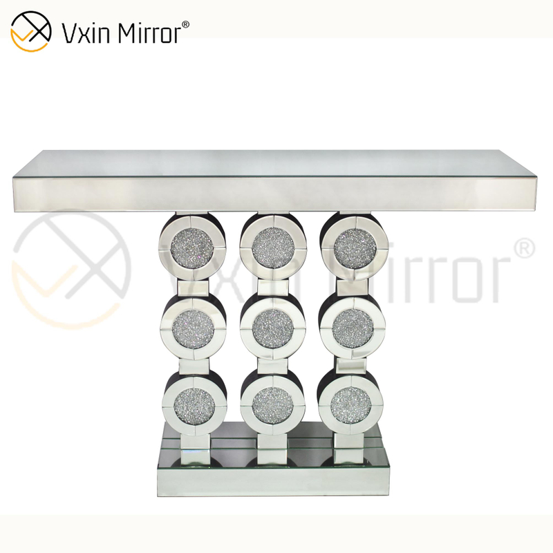 مرآة Vxin WXF-008 مورد جيد مصنع طاولة وحدة تحكم حديثة فاخرة من الزجاج المنحني من الخشب المنحوت على شكل عظم