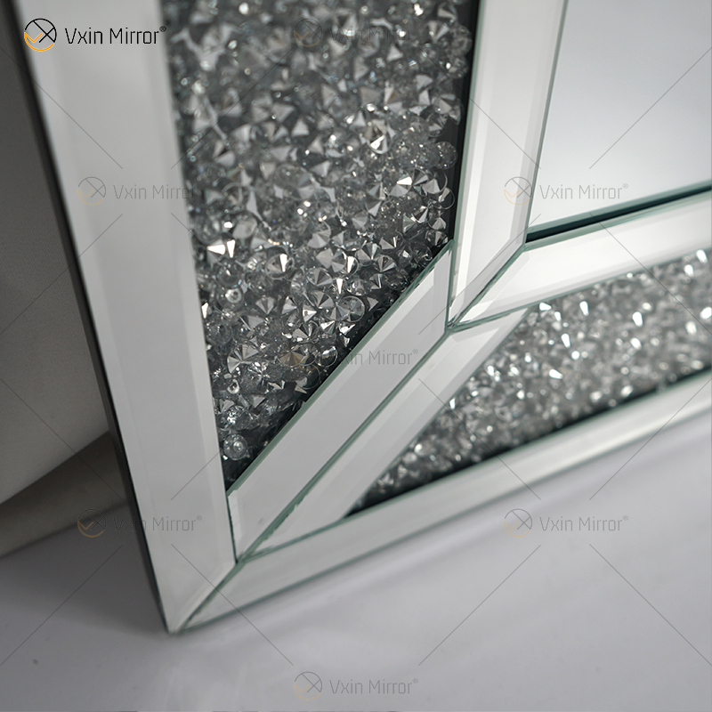 مستطيل تصميم ساخن Vxin WXM-1761 جدار ديكور الفضة المكسرة الماس الجدار شنقا مرآة