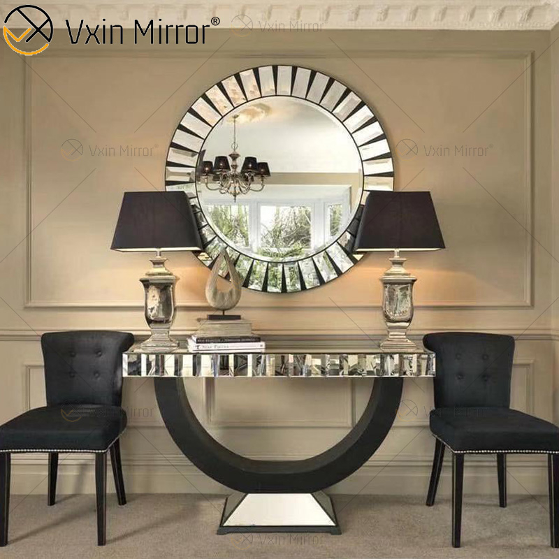 أثاث طاولة Vxin أثاث طاولة وحدة التحكم بمرآة فضية أنيقة فرنسية حديثة