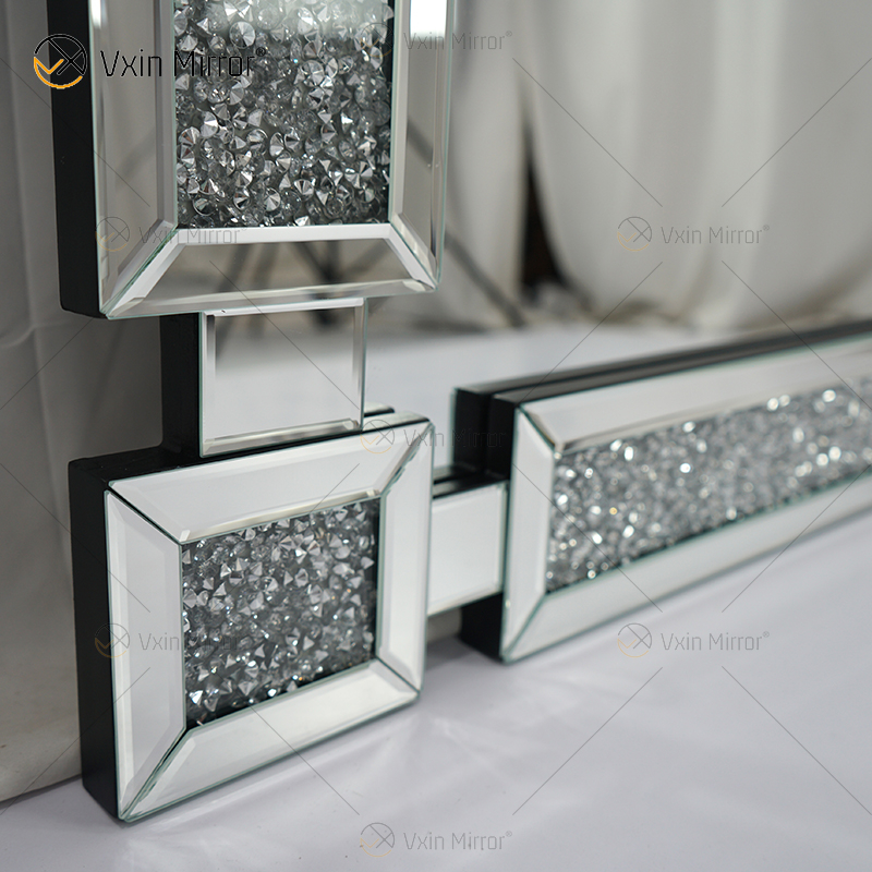 مستطيل تصميم جديد Vxin WXM-1149 جدار ديكور الفضة المكسر الماس الجدار شنقا مرآة الحائط مرآة
