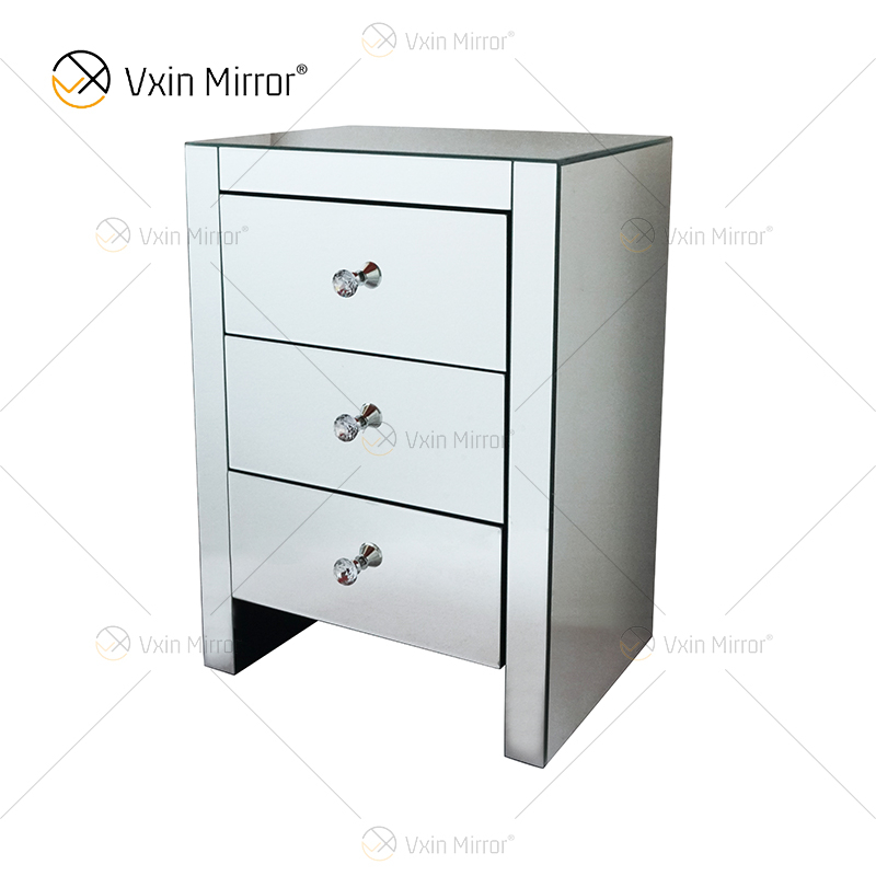 حار بيع أنيقة Vxin WXF-031-1 طاولة السرير مع 3 درج منضدة فضية معكوسة منضدة بجانب السرير