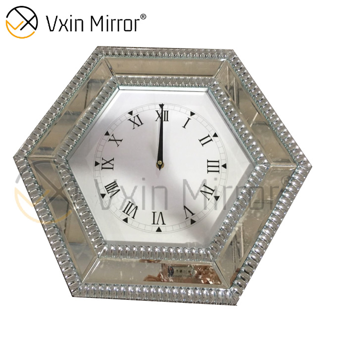 حزمة مكافحة السقوط Vxin WXMC-008 ساعة حائط كريستال فضية حديثة معكوسة