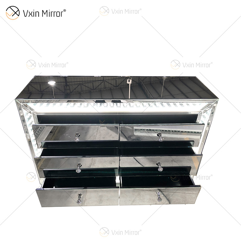 حار بيع تصميم جديد WXF-2139 LED مثمنة أزياء بسيطة ماكياج مرآة مجلس الوزراء مباراة LED