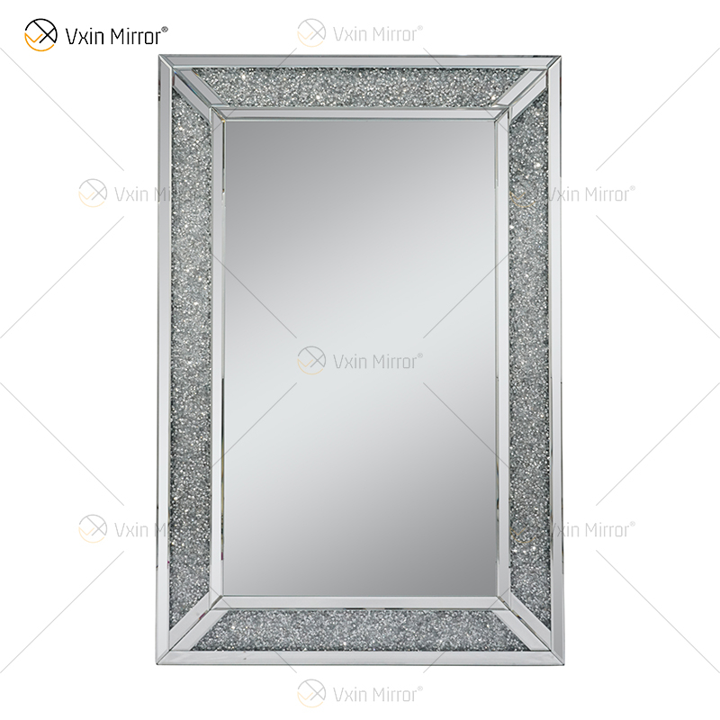 مستطيل تصميم ساخن Vxin WXM-1761 جدار ديكور الفضة المكسرة الماس الجدار شنقا مرآة