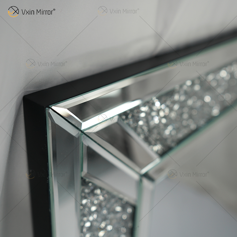 مستطيل تصميم ساخن Vxin WXM-1761 جدار ديكور الفضة المكسرة الماس الجدار شنقا مرآة