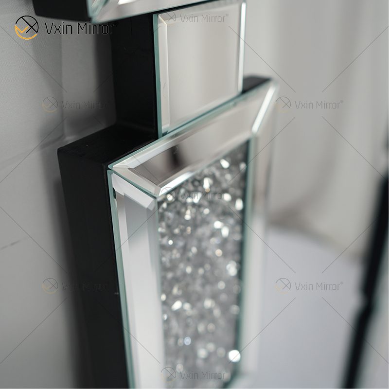 مستطيل تصميم جديد Vxin WXM-1149 جدار ديكور الفضة المكسر الماس الجدار شنقا مرآة الحائط مرآة