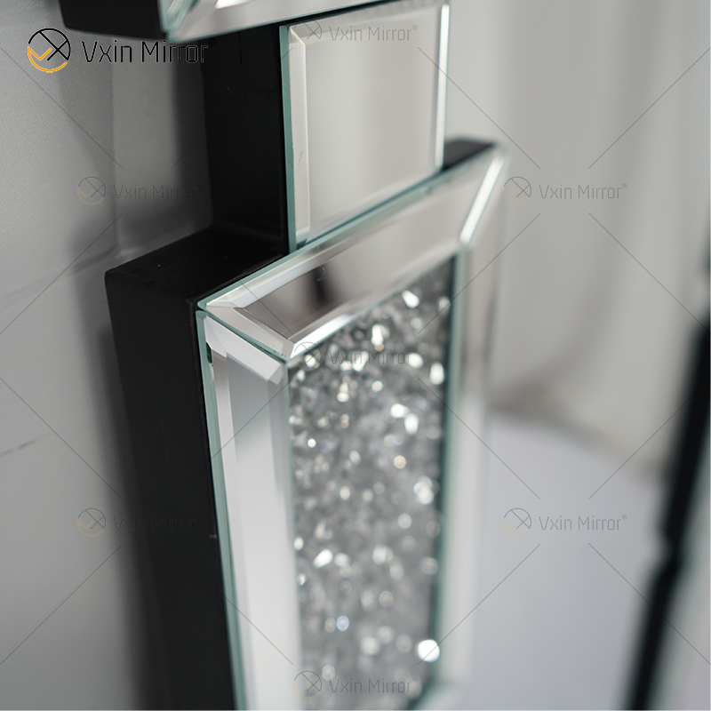 مستطيل تصميم جديد Vxin WXM-1149 جدار ديكور الفضة المكسر الماس الجدار شنقا مرآة الحائط مرآة