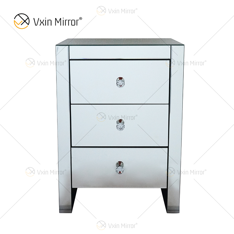 حار بيع أنيقة Vxin WXF-031-1 طاولة السرير مع 3 درج منضدة فضية معكوسة منضدة بجانب السرير