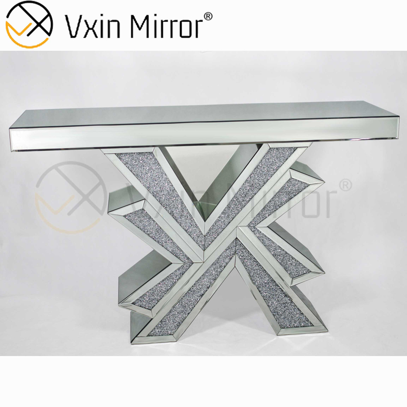 Vxin Miorror WXF-067 توريد المصنع طاولة وحدة التحكم الزجاجية العقلية الأنيقة للفنادق طاولة كولسول فضية رخيصة