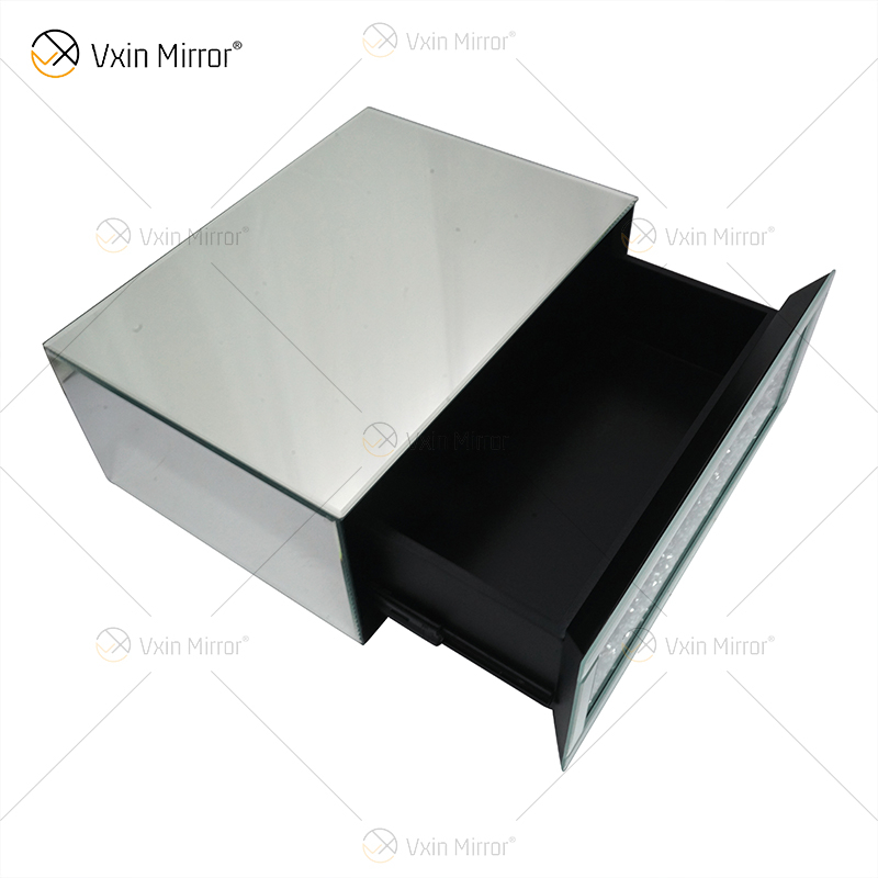 Vxin Factory Supply WXF-153 الفضة جدار ديكور الفضة المكسر الماس مرآة رف جدار مستطيل