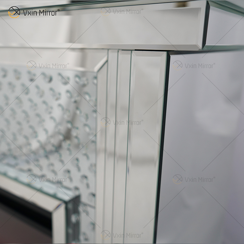 حار بيع WXWF-1097 Sparkle Electric LED Crystal Crushed with Crystal Insert Mirror Fireplace