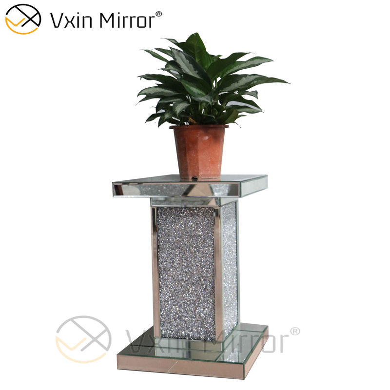 ديكور غرفة المعيشة Vxin WXWF-723 طاولة جانبية حديثة طاولة جانبية فضية مطحونة بالماس