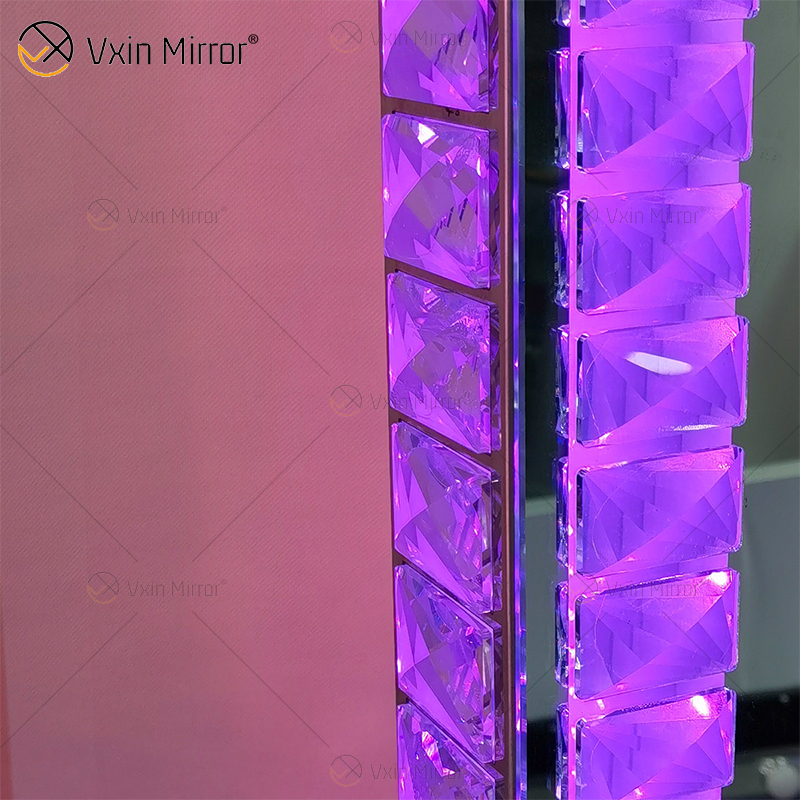الغرور هوليوود LED مع بلوتوث WXDL-1208 كريستال الجدول أعلى مرآة ماكياج بيضاوية الديكور مع مجموعات غرفة نوم بإضاءة ليد