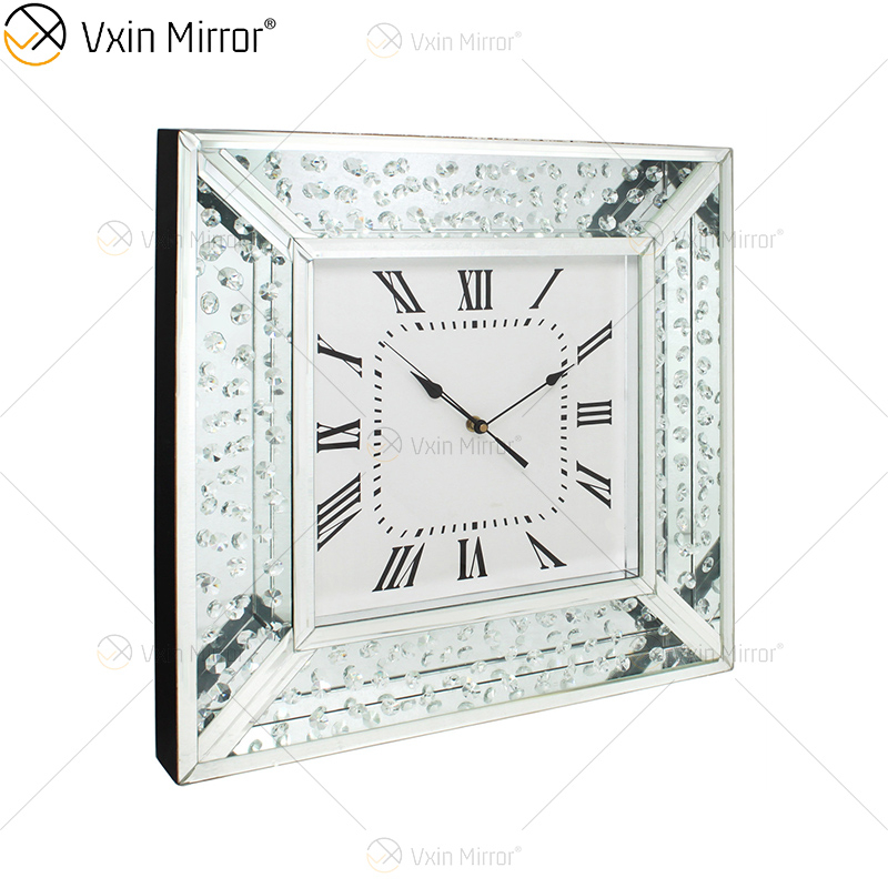 حزمة مكافحة السقوط Vxin WXMC-008 ساعة حائط كريستال فضية حديثة معكوسة