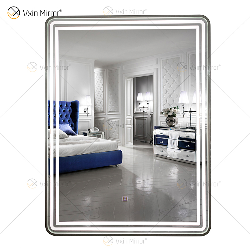 WXDL-121 LED 3 لون فاتح مزود طاقة مقاوم للماء إطار فضي خالٍ من النحاس مرآة حماية البيئة