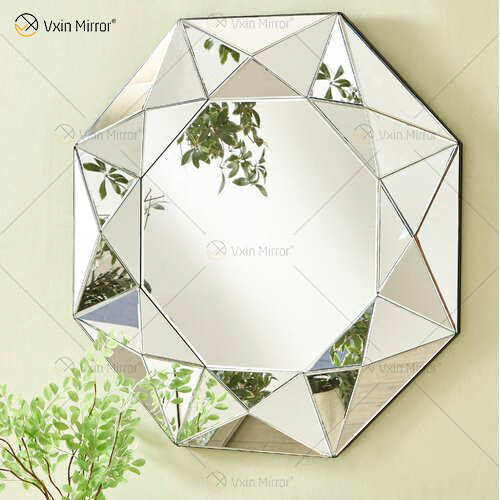 مرآة VXin WXM-1719 Moden زجاج فضي ثلاثي الأبعاد مرآة حائط ديكور ديكور المنزل لغرفة المعيشة وغرفة النوم