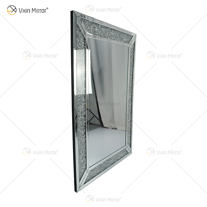 مستطيل تصميم ساخن Vxin WXM-1761 جدار ديكور الفضة المكسرة الماس الجدار شنقا مرآة