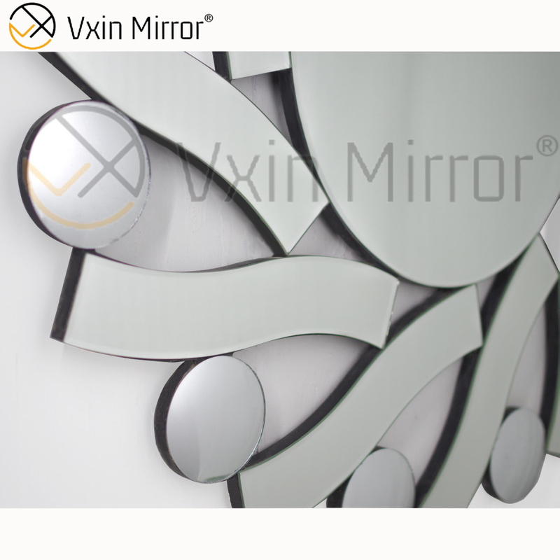 3D أنيقة Vxin الحديثة WXM-1016 الفضة جولة يتوهم مرآة جدار الفن