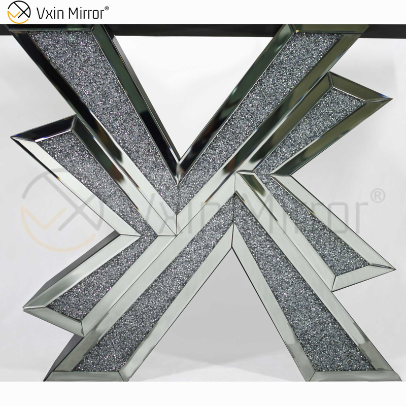 Vxin Miorror WXF-067 توريد المصنع طاولة وحدة التحكم الزجاجية العقلية الأنيقة للفنادق طاولة كولسول فضية رخيصة
