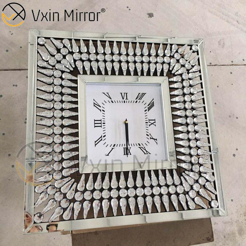 حزمة مكافحة السقوط Vxin WXMC-008 ساعة حائط كريستال فضية حديثة معكوسة