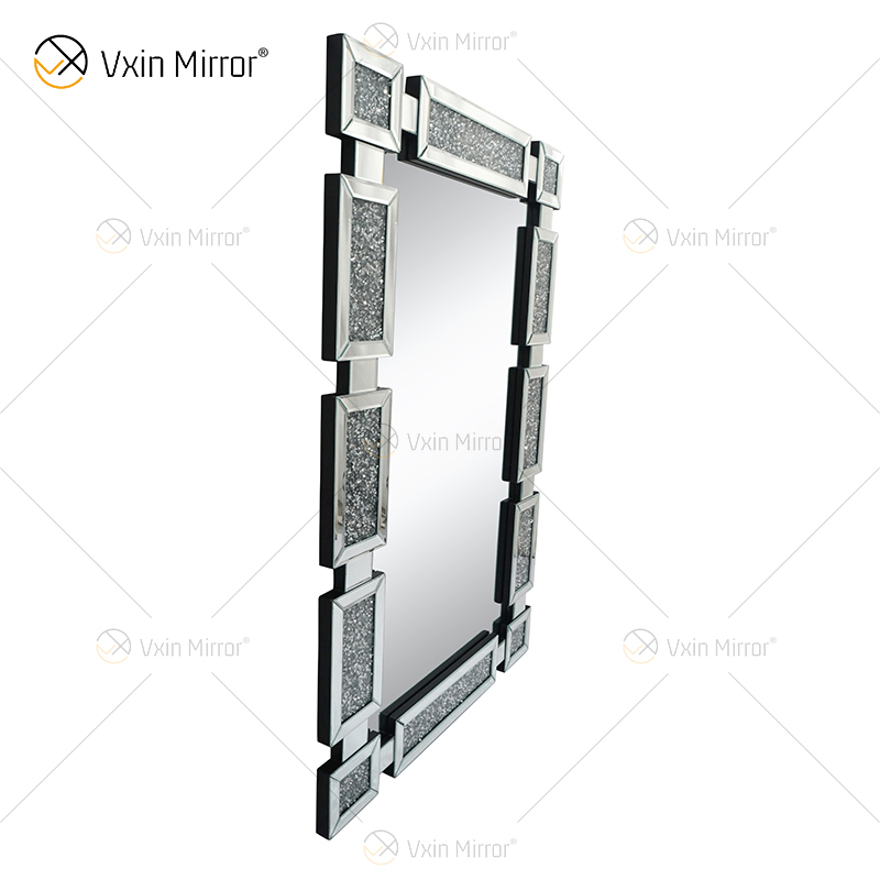 مستطيل تصميم جديد Vxin WXM-1149 جدار ديكور الفضة المكسر الماس الجدار شنقا مرآة الحائط مرآة