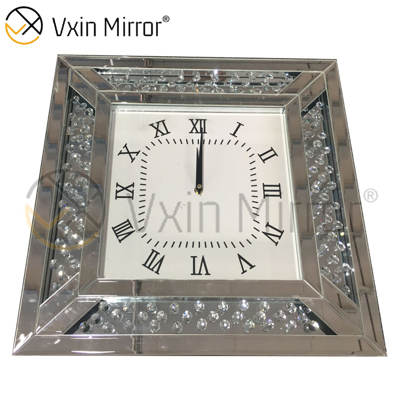 حزمة مكافحة السقوط Vxin WXMC-008 ساعة حائط كريستال فضية حديثة معكوسة