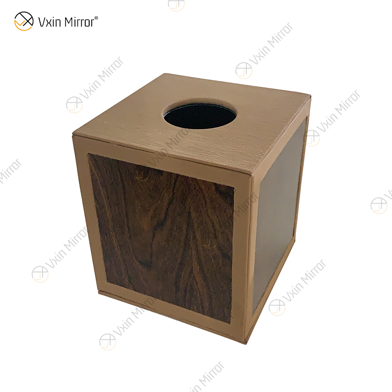 Vxin Mirror WXB-003 صندوق مناديل وجلد خشبي بني فاخر لديكور المنزل