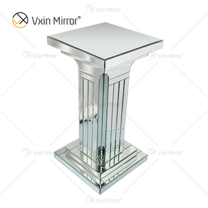 Vxin Mirror WXF-010 طاولة جانبية بمرآة ذات عمود روماني بني وفضي