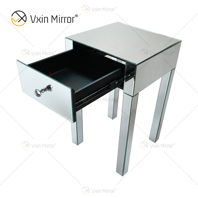 Vanity Modern WXF-046 منضدة كريستال للأثاث الفضي مع درج واحد منضدة بجانب السرير