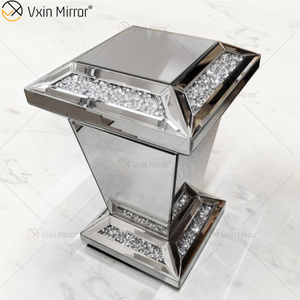 مرآة Vxin WXF-725 حديثة مستطيلة الماس معكوسة طاولة جانبية ثلاثية الأبعاد مرآة نهاية طاولة لغرفة المعيشة