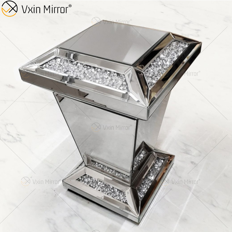 مرآة Vxin WXF-725 حديثة مستطيلة الماس معكوسة طاولة جانبية ثلاثية الأبعاد مرآة نهاية طاولة لغرفة المعيشة
