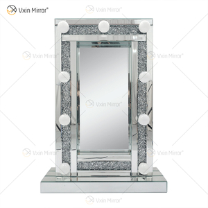 CRYSTAL Sparkle DIAMOND CRUSH MIRRORED HOLLYWOOD MIRROR 9 BULB MAKE UP DRESSING TABLE WXDL-176