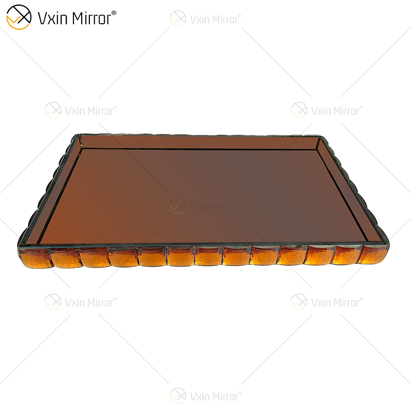Vxin Mirror WXT-004 ديكور حديث فضي بني معكوسة علبة مجوهرات مستطيلة