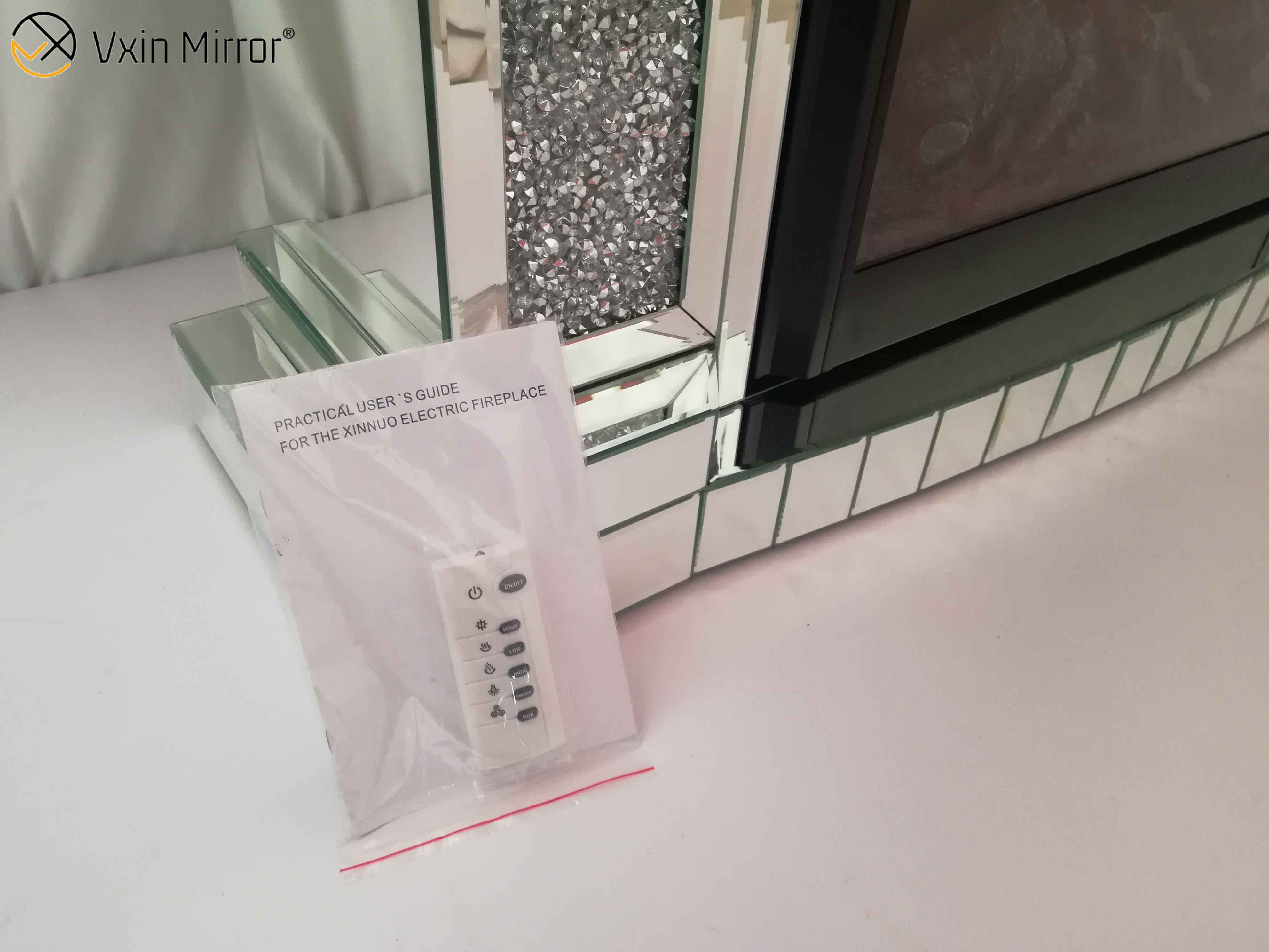 ديكور المنزل الحديث غرفة المعيشة مرآة الموقد البريق الماس سحق الأثاث معكوسة موقد كهربائي WXWF-044