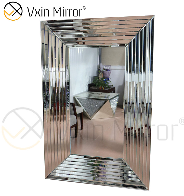 Design Wall Decoration WXM-1529 مرآة حائط فنية فضية مستطيلة للتعليق على الحائط