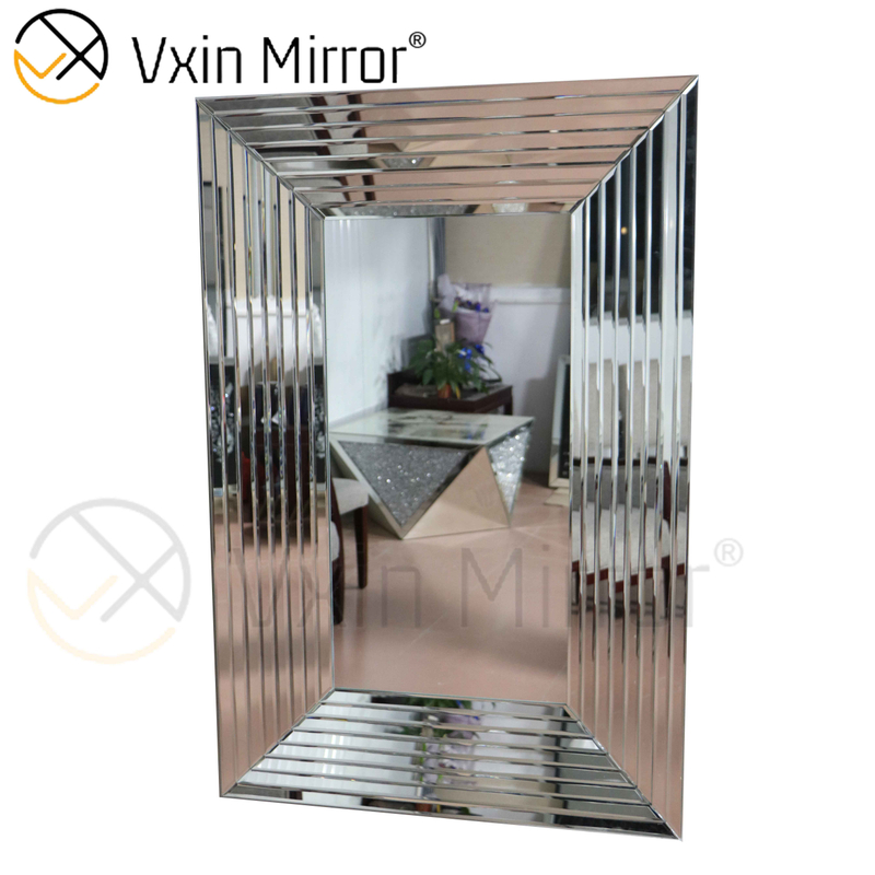 Design Wall Decoration WXM-1529 مرآة حائط فنية فضية مستطيلة للتعليق على الحائط